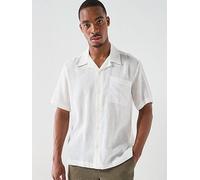 ONLY & SONS Laurence Short Sleeve Linen Blend Resort Shirt, Bright White, Size M, Men Bright White
