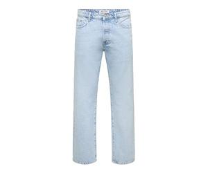 ONLY & SONS Male Loose Cut Jeans ONSEDGE Mid Rise Straight Cut Jeans, Light Blue (Light Blue Denim), 32 W/32 L