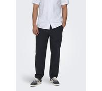 Only & Sons male Loose Fit Lightweight Trousers with Linen - M - Navy, Navy