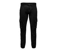 ONLY & SONS Men's ONSCAM Stage Cargo Cuff PG 6687 Trouser, Black, 33 W/30 L
