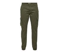ONLY&SONS Men's Cargo Trousers Slim Fit Elastic Cuffs Cargo Pockets, Colours:OliveGreen, Pant Size:33W / 32L, Leg Length:L32
