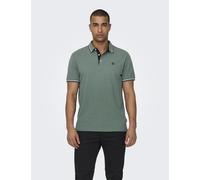 Only & Sons male Pure Cotton Tipped Polo Shirt - Green, Dark Navy,Green,Blue