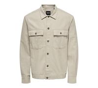 ONLY & SONS Men's Onskennet Ls Linen Overshirt Noos Short-Sleeved Shirt, Silver Lining, XXL