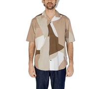 Only & Sons Mens Abstract Print Short Sleeve Shirt - Brown Cotton - Size X-Large