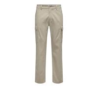 ONLY & SONS Men's Cargo Trousers, Chinchilla, 33 W/34 L
