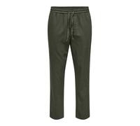 ONLY & SONS Men's Onslinus Crop 0007 Cot Lin PNT Noos Fabric Trousers, Olive Night, XS