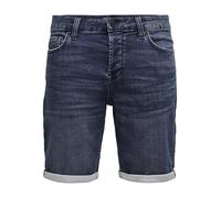 Only & Sons Men's O&S Denim Capri Jeans Shorts 3/4 Bermuda Trousers Summer Pants Short Casual ONSPLY, Colours:Blue, Size:S