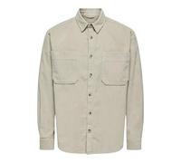 ONLY & SONS Mens Onsalp RLX 2pkt Washd Cord Noos Casual Shirt, Silver Lining, XL UK