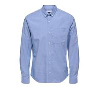 ONLY&SONS Men's Shirt Slim Fit Long Sleeve Oxford Shirt Stylish Comfortable Men's Top, Colours:Blue-3, Size:S