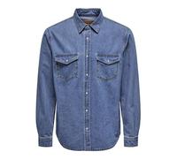 ONLY & SONS Men's ONSBANE 3247 DNM Shirt NOOS Casual, Medium Blue Denim, XS