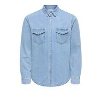 ONLY & SONS Men's ONSBANE 3247 DNM Shirt NOOS Casual, Medium Blue Denim, L
