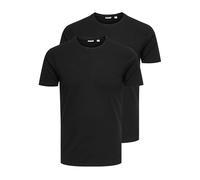 Only & Sons Mens Onsbasic Slim O-Neck 2-Pack Noos T-Shirt, Black, L UK