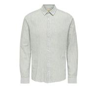 ONLY & SONS Men's Onscaiden Life Ls Stripe Linen 660 Noos Shirt, Sea Spray, L