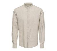 ONLY & SONS Mens Onscaiden Ls Solid Linen Mao Noos Shirt, Chinchilla, L UK
