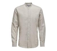ONLY & SONS Mens Onscaiden Ls Solid Linen Mao Noos Shirt, Chinchilla, L UK