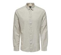 Only & Sons Men's Onscaiden Ls Solid Linen Shirt Noos, Chinchilla, X-Large