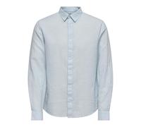 ONLY & SONS Men's Onscaiden Ls Solid Linen Shirt Noos Short-Sleeved, Cashmere Blue, L