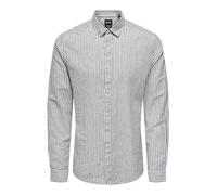 ONLY & SONS Men's Onscaiden LS Stripe Linen Shirt 6601, Dark Navy, L