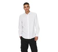 Only & Sons Men's Onscaiden Slim Fit Ls Solid Linen Formal Shirt, White, Small