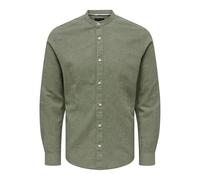ONLY & SONS Men's Onscaiden Ls Solid Linen Mao Shirt Noos, Swamp, M