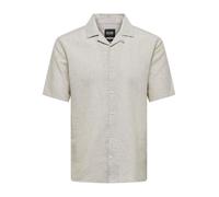 ONLY & SONS Mens Onscaiden Solid Resort Linen Noos Short-Sleeved Shirt, Chinchilla, L UK