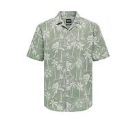ONLY & SONS Men's Onscaiden Ss Reg Hawaii AOP Linen Noos Short-Sleeved Shirt, Swamp, S
