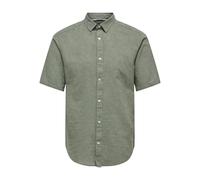 ONLY & SONS Men's Onscaiden SS Solid Linen Shirt Noos Short-Sleeved, Swamp, L