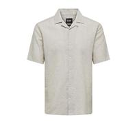 ONLY & SONS Men's Onscaiden SS Solid Resort Linen Noos Short Sleeve Shirt, Chinchilla, XS