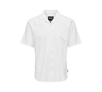 Only & Sons Men's Short Sleeve Button-Up Shirt with Classic Collar, Colours:White, Size:L