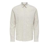 ONLY & SONS Mens Onscaiden Stripe Linen 660 Noos Long Sleeve Shirt, Chinchilla, L UK