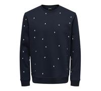 ONLY & SONS Men's Onsdave Reg AOP Crew Neck Sweat Cs Sweatshirt, Dark Navy, L