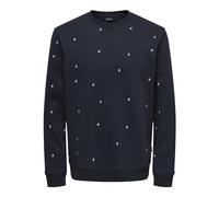 ONLY & SONS Men's Onsdave Reg AOP Crew Neck Sweat Cs Sweatshirt, Dark Navy, M