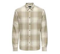 ONLY & SONS Men's Onsgudmund Ls Shirt Noos Long Sleeve, Antique White/Checks: Big Chinchilla, S