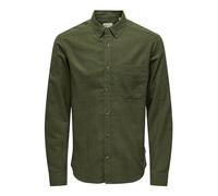 ONLY & SONS Mens Onsgudmund Slim 1-pkt Solid Noos Long Sleeve Shirt, Forest Night, M UK