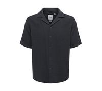 ONLY & SONS Men's Onslatham Rlxss Resort Linen Struc Shi Short-Sleeved Shirt, Dark Navy, XL