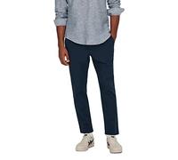 ONLY & SONS Men's Onslinus Crop 0007 Cot Lin PNT Noos Fabric Trousers, Dark Navy, M