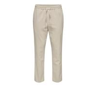 ONLY & SONS Men's Onslinus Crop 0007 Cot Lin PNT Noos Pants, Silver Lining, S