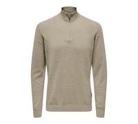 ONLY & SONS Men's Onsloui Reg 12 Mel Half Zip Knit Jumper, Desert Taupe, L