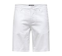 ONLY & SONS Men's ONSMARK 0011 Cotton Linen Shorts NOOS Chino Shorts, White,