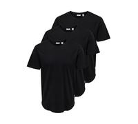 ONLY & SONS Men's ONSMATT Life LONGY SS TEE T-Shirt, Black-Black 3-Pack, L
