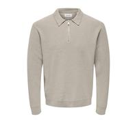 ONLY & SONS Men's Onsmatteo LS Zip Polo Noos, Silver Lining, M