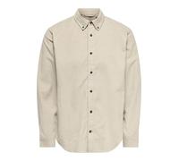 ONLY & SONS Men's Onsmichael 18w Reg Cord Stretch Shirt Long Sleeve Shirt, Silver Lining, M EU