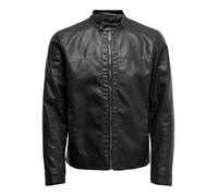 ONLY & SONS Men's Onsmike Pu Racer Jacket OTW Jacket Not Applicable, Black (Black Black), Medium