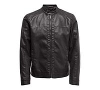Only & Sons Men's Onsmike Pu Racer Jacket Otw Jacket Not Applicable, Black (Black Black), X-Large
