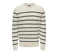 ONLY & SONS Men's Onsphil Reg 12 Struc Crew Knit Noos Jumper, Antique White/Stripes: Dark Navy, XL