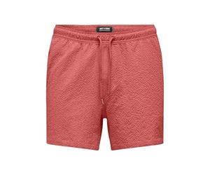 ONLY & SONS Men's Onsted Life Solid Seersucker Swim Noos, Dusty Cedar, M