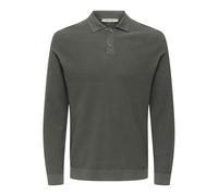 ONLY & SONS Men's Onstony Reg 12 Ls Waffle Polo Knit, Castor Gray, M