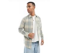 Only & Sons Mens regular fit yarn dye cord shirt in washed blue check - Stone - Size 2XL