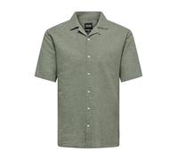 ONLY & SONS Men's Onscaiden Ss Solid Resort Linen Noos Short-Sleeved Shirt, Swamp, M