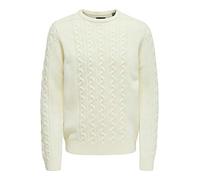 Only & Sons Men's 'Skevin' Cable Knit Jumper (Cloud Dancer) XL